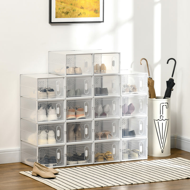 HOMCOM Cheap Storage Units Modular DIY Storage Unit with 18 Cubes, PP Plastic, Dust-Proof Doors, Handles, Great for Shoes Storage | Aosom UK