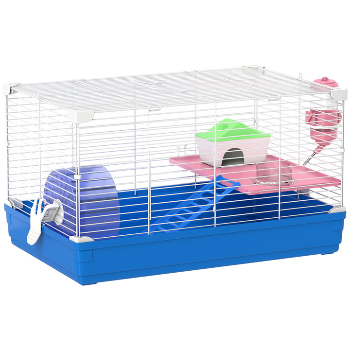 Hamster Cage, Small Gerbil Cage 2 Tiers Portable w/ Handle, Exercise W