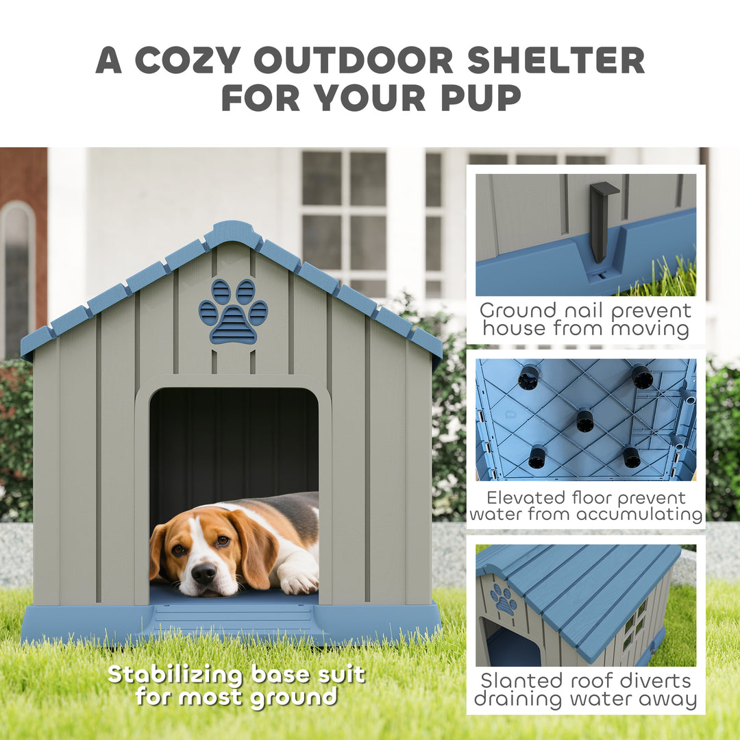 Dog Kennel Outdoor for Medium Dogs, Waterproof Plastic Dog House for Garden, Patio, 85 x 79 x 82 cm