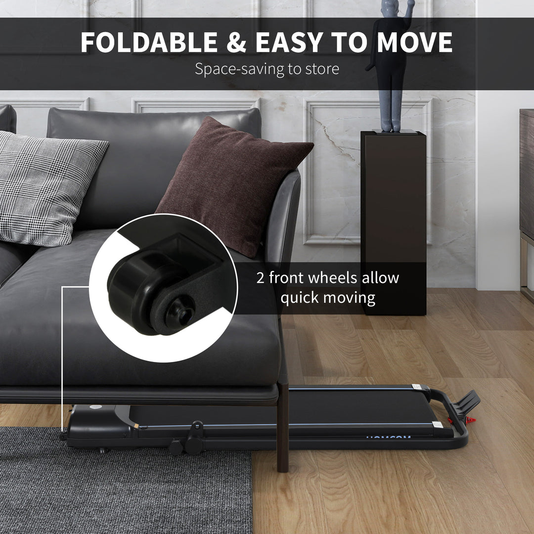 Foldable Walking Treadmill, with LED Display and Wheels, for Home, Office, Gym, Blue