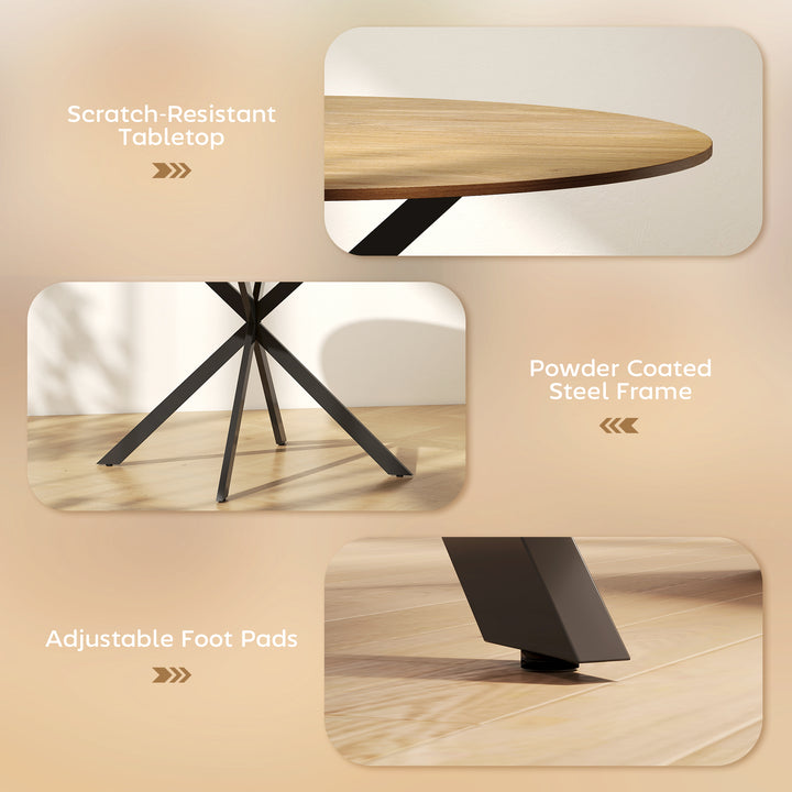 Dining Table for 4, 120 cm Industrial Kitchen Table with Wood Effect Tabletop and Steel Legs