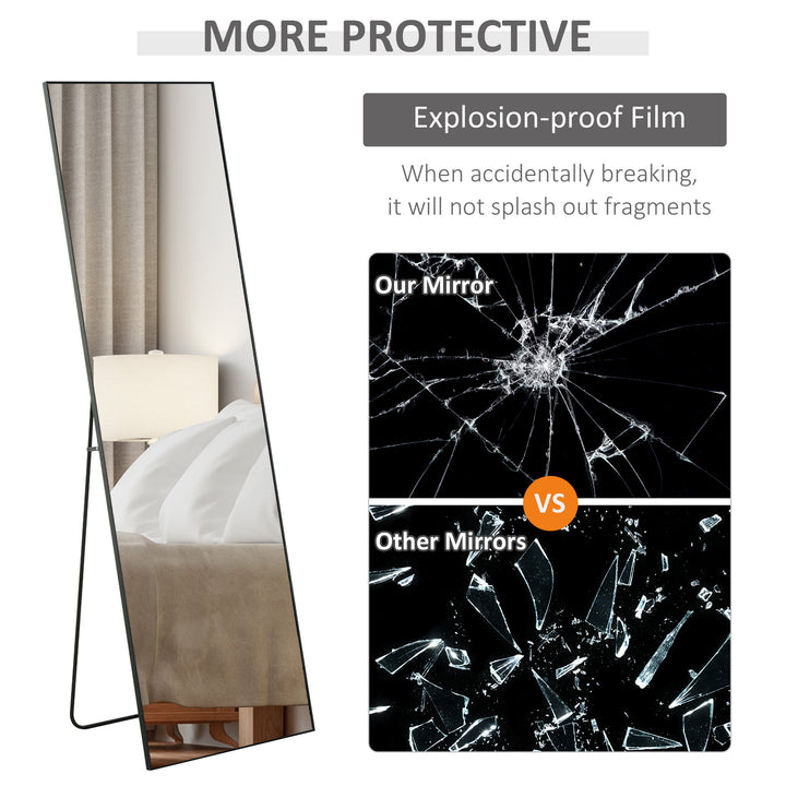 Full Length Dressing Mirror, Floor Standing or Wall Hanging, Aluminium Alloy Framed Full Body Mirror for Bedroom, Living Room, 50 x 161.5cm, Black