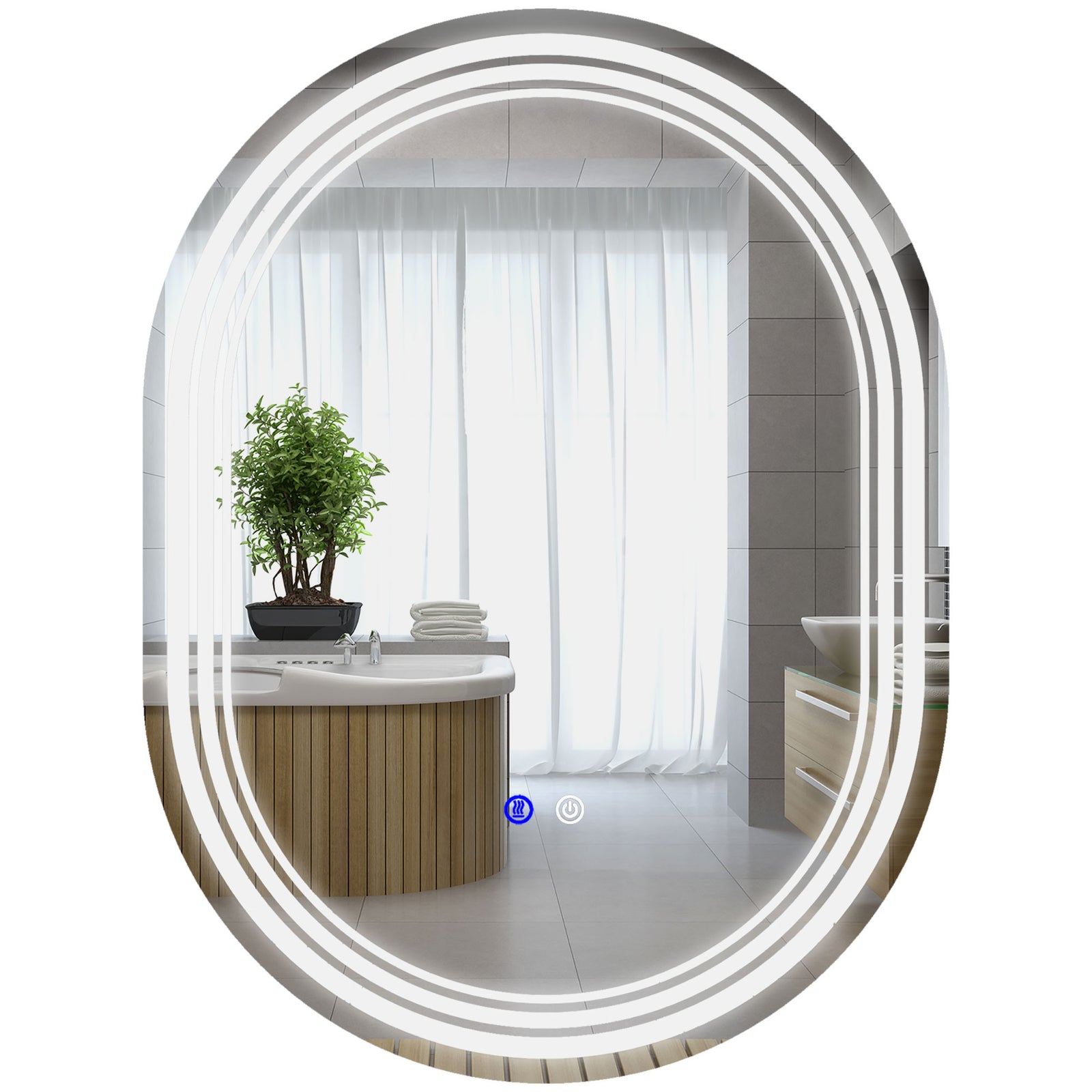 700 x 500mm Bathroom Mirror with LED Lights Makeup Mirror with Anti-fog Touch, Switch, Vertical or Horizontal