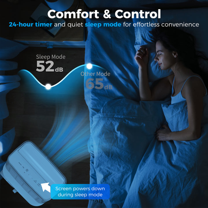 14000 BTU Mobile Air Conditioner, Smart Home WiFi Compatible, with Heater, Cooler, Dehumidifier, Fan, 24H Timer