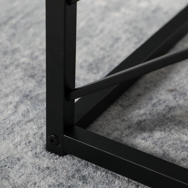 MCL Nesting Coffee Tables, Set of 3 Square Side Tables with Black Metal Frame, for Living Room, Bedroom and Office, Grey