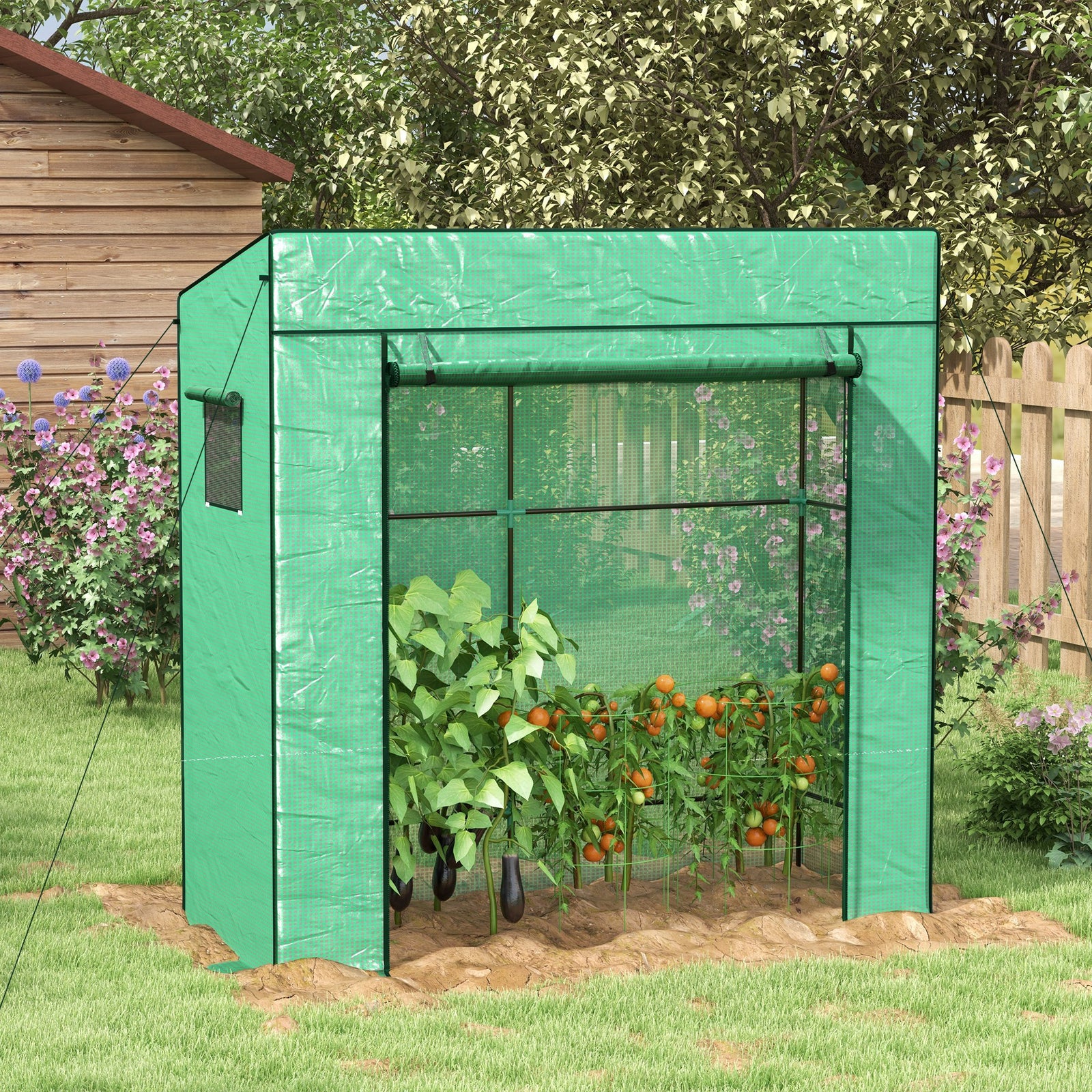 77 x 196cm Walk-In Greenhouse, with Accessories