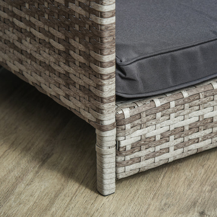 Wicker Dog House, Rattan Pet Bed, with Removable Cushion, Canopy, for Small and Medium Dogs - Dark Grey