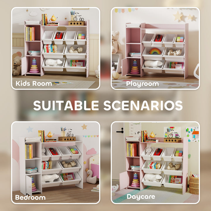 MCL Toy Storage Unit with 8 Removable Bins, Storage Shelves, Cabinet, Pink
