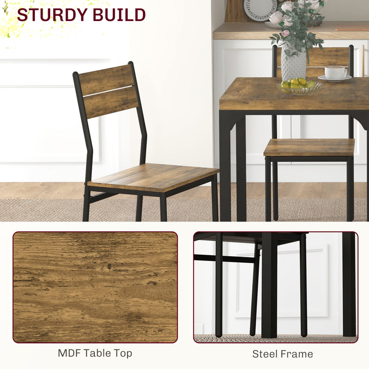 Three-Piece Minimal and Compact Dining Set, Rustic Brown