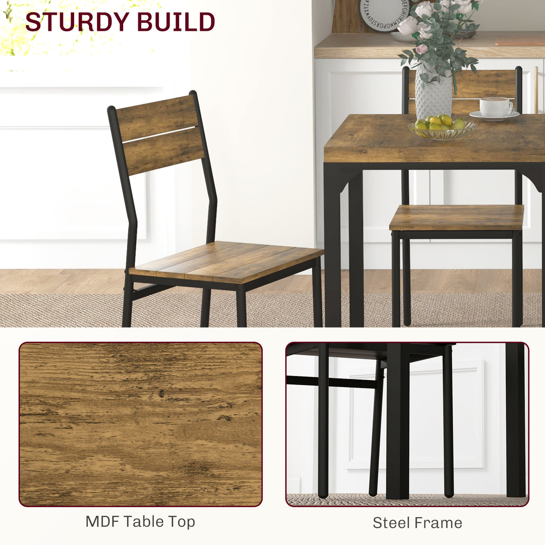 Three-Piece Minimal and Compact Dining Set, Rustic Brown