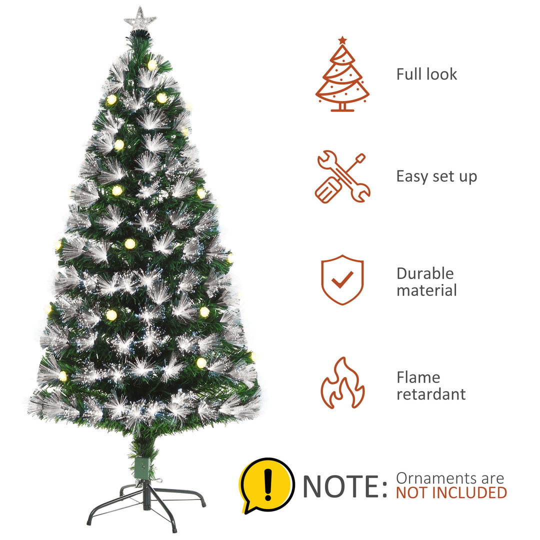 HOMCOM HOMCM 5ft White Light Artificial Christmas Tree w/ 180 LEDs Star Topper Tri-Base Full Bodied Seasonal Decoration Pre-Lit Home