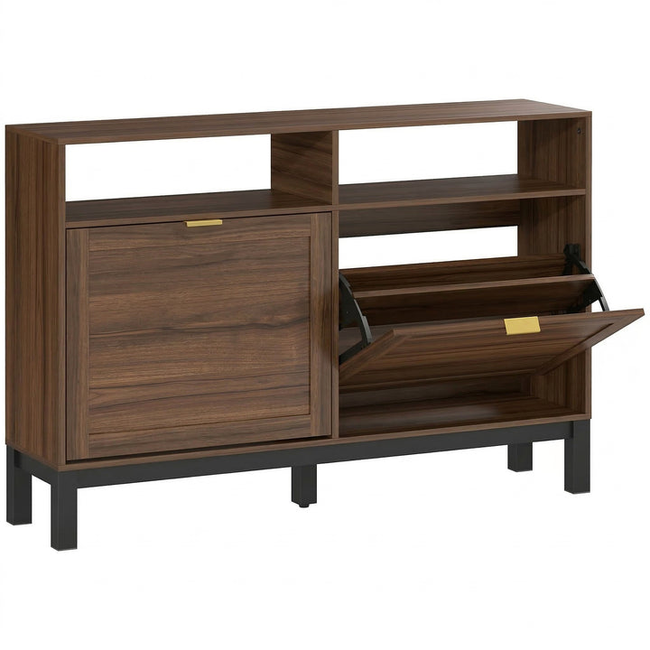 Shoe Cabinet with 2 Flip Drawers, Narrow Shoe Storage Top for Entryway