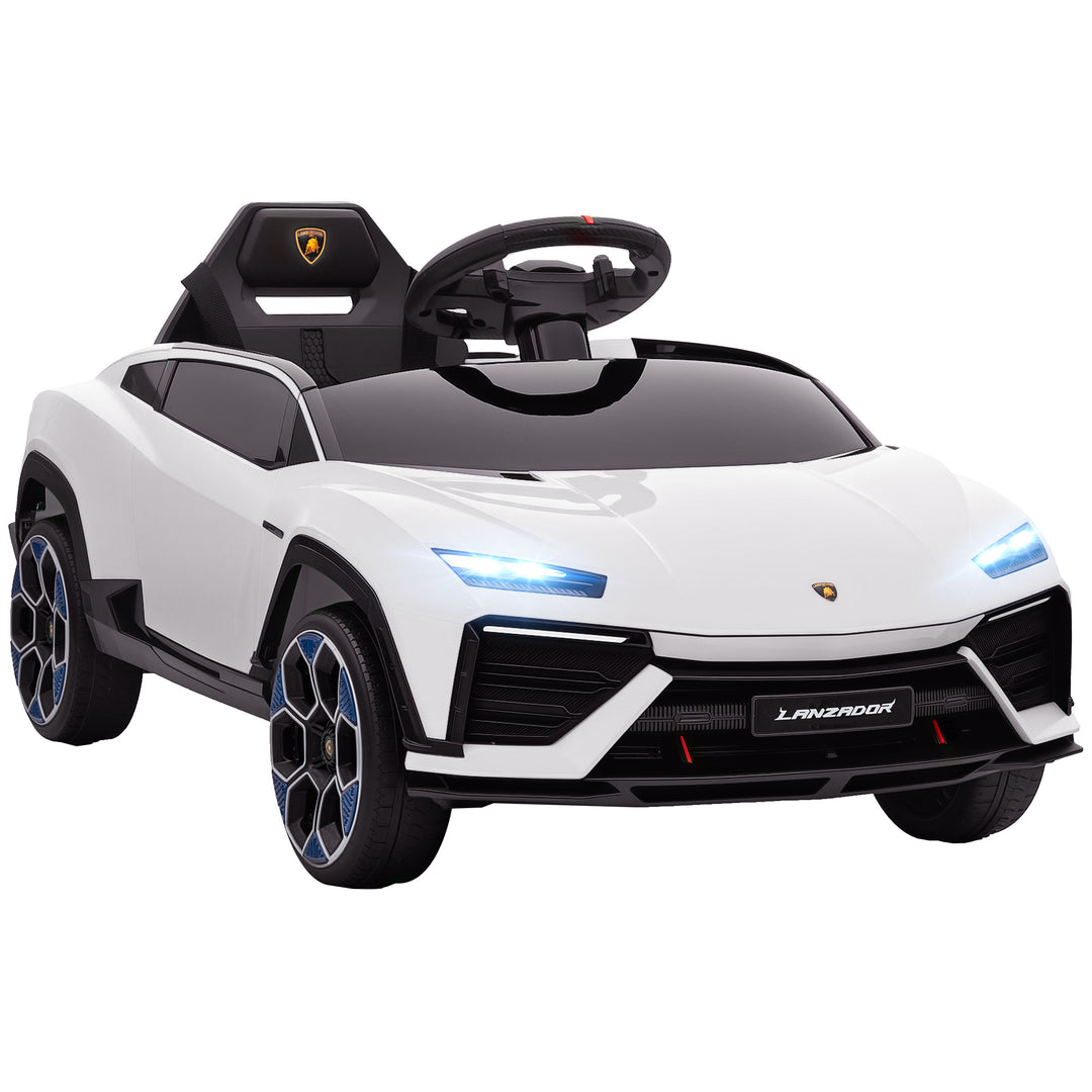 MCL 12V Licensed Lamborghini Electric Cars for Kids, Ride On Car with Remote Control for 3-6 Years Old, White