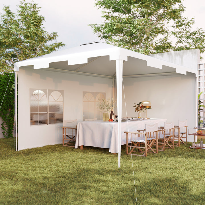 3 x 4 m Garden Gazebo Shelter Marquee Party Tent with 2 Sidewalls for Patio Yard Outdoor - White