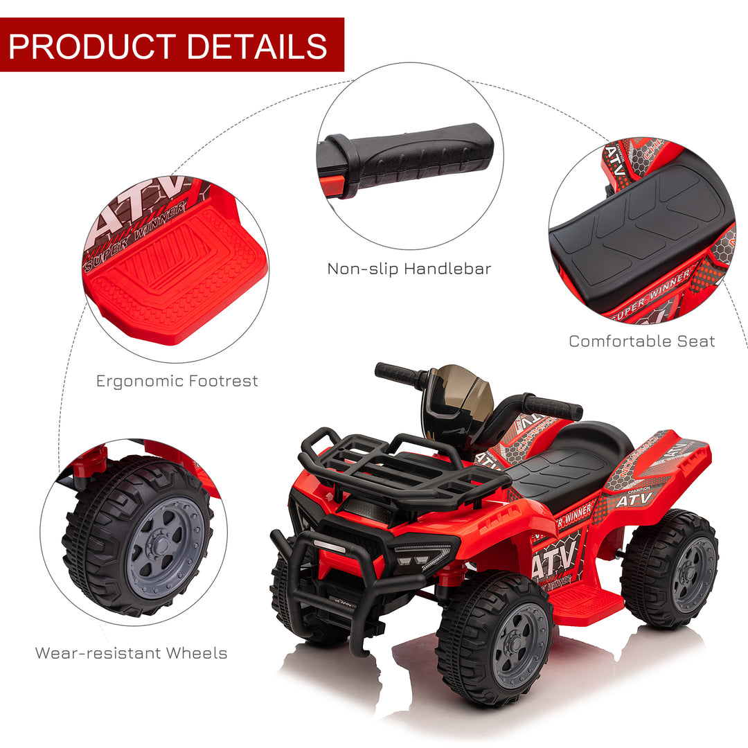 HOMCOM Kids' Battery-Powered Ride-On ATV with Real Working Headlights, 6V, for Ages 18-36 Months, Red | Aosom UK