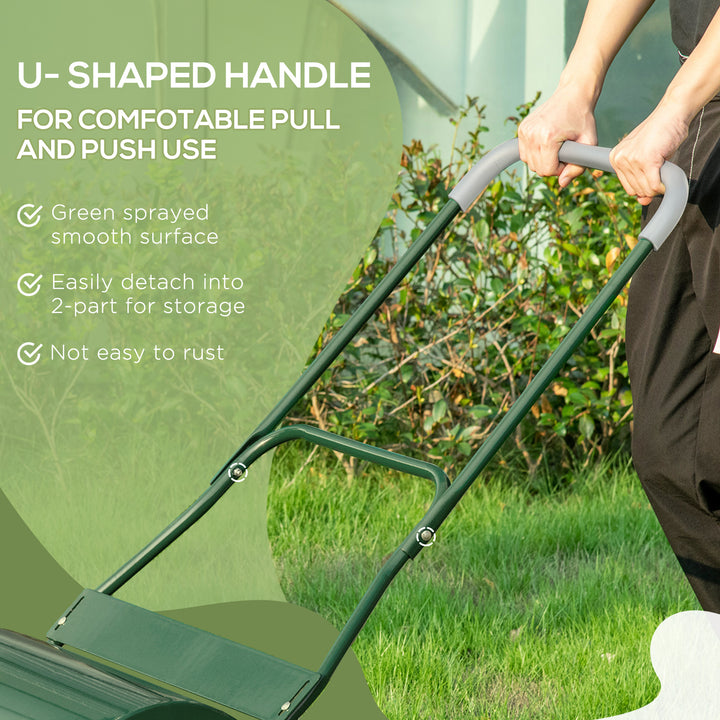 40L Lawn Roller Drum Scraper Bar Collapsible Handle Water or Sand Filled Φ32cm Green