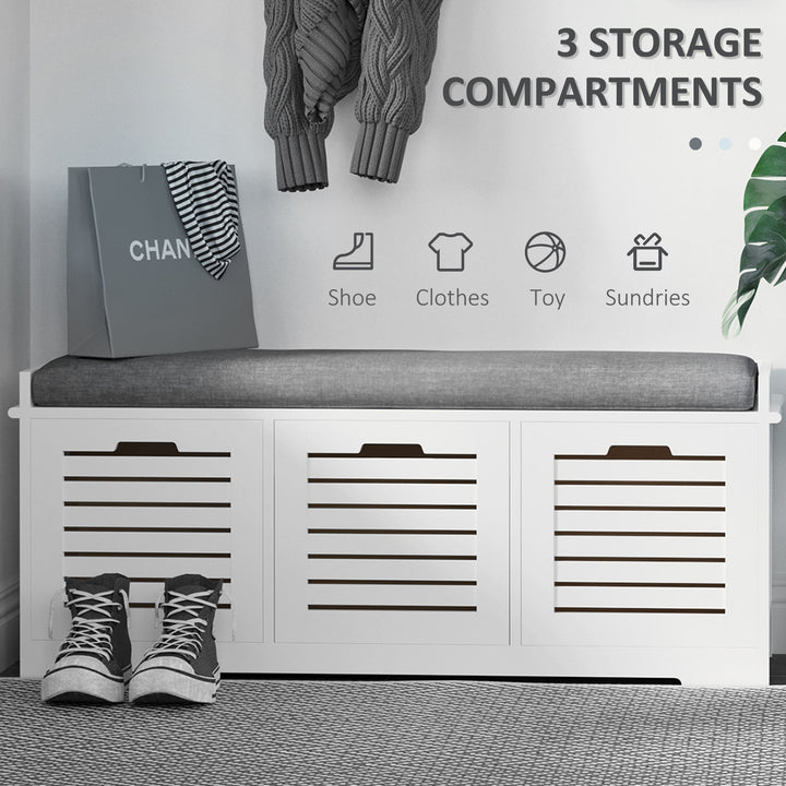 3-Drawer Shoe Storage Bench - White