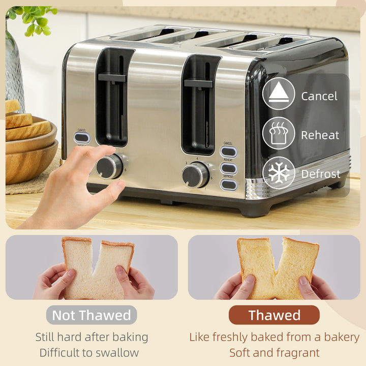 Polished Metal Kettle and Toaster Set - Black