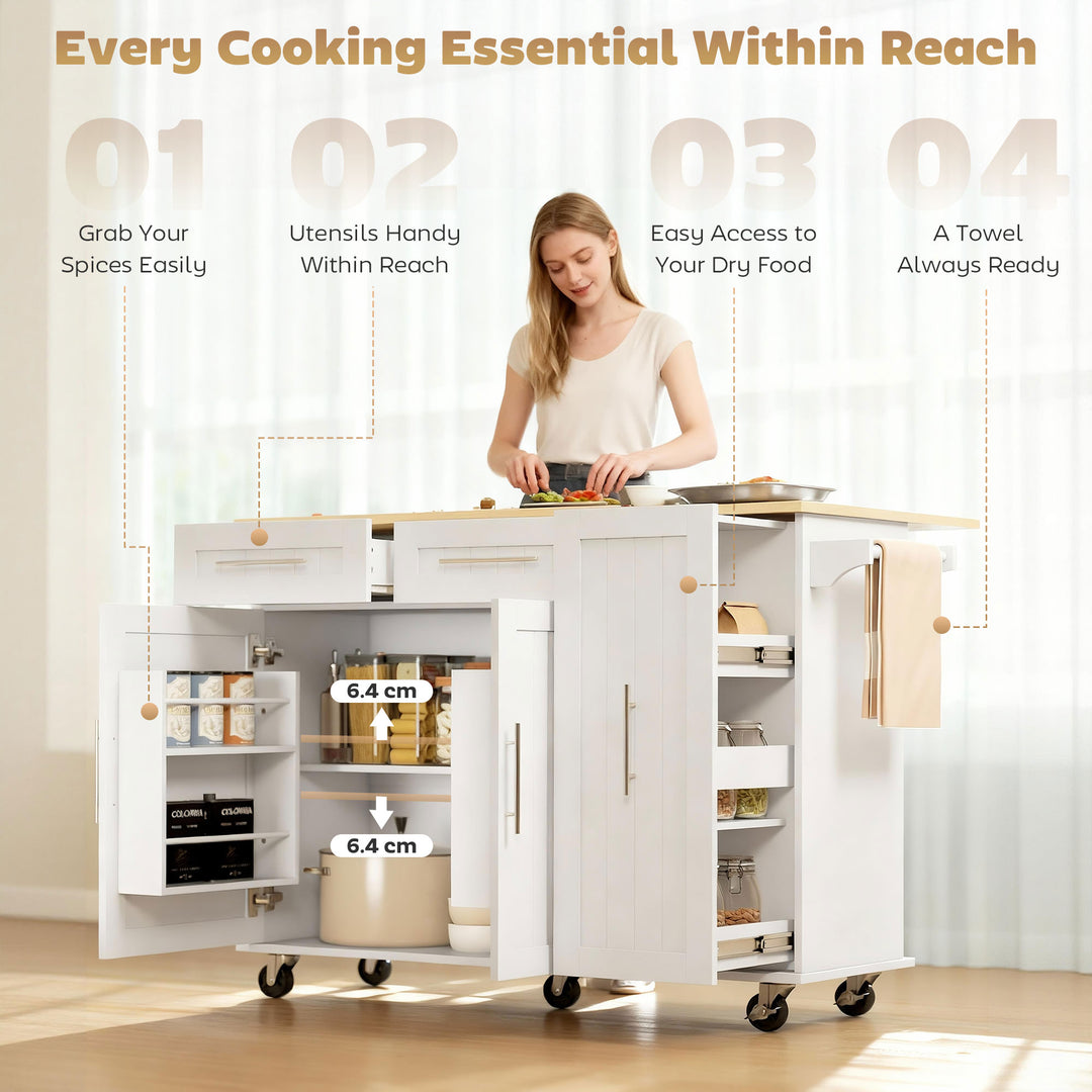 Kitchen Island, Rolling Kitchen Cart with Drop Leaf, Storage Trolley - view 4