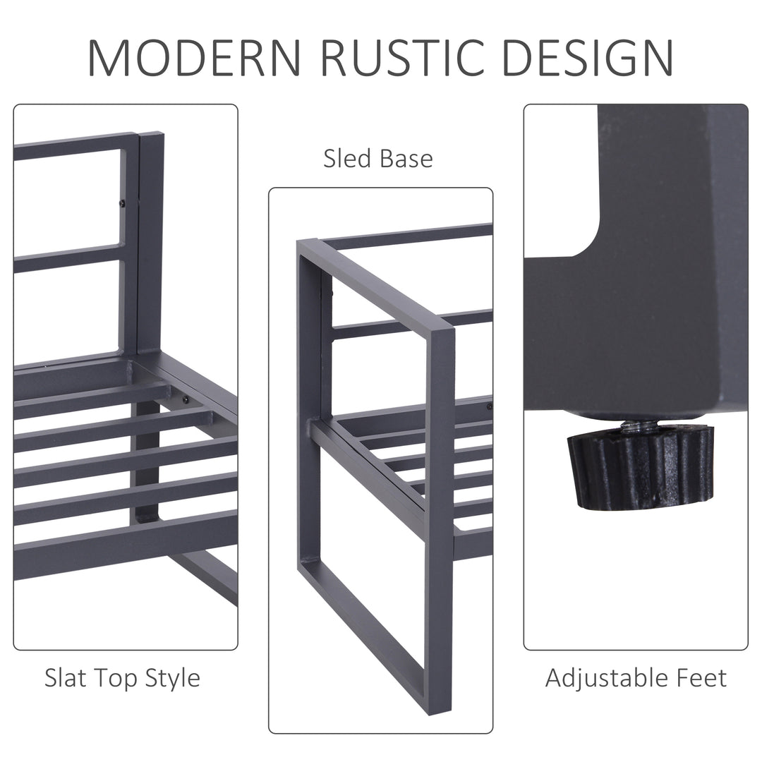 MCL 6 PCs Outdoor Indoor Sectional Sofa Set Thick Padded Cushions Aluminium Frame 5 Seaters 1 Coffee Table Footrest Grey