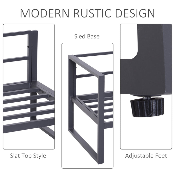 MCL 6 PCs Outdoor Indoor Sectional Sofa Set Thick Padded Cushions Aluminium Frame 5 Seaters 1 Coffee Table Footrest Grey