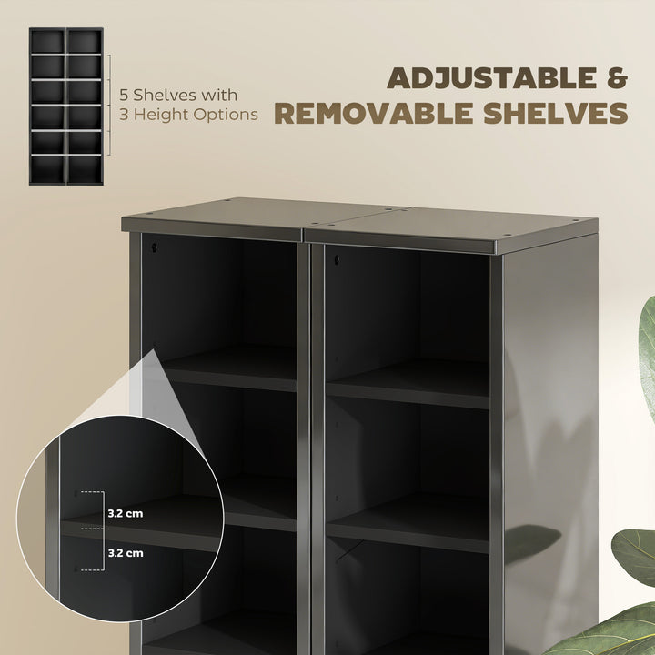 Set of 2 CD Media Display Shelf Unit Tower Rack with Adjustable Shelve