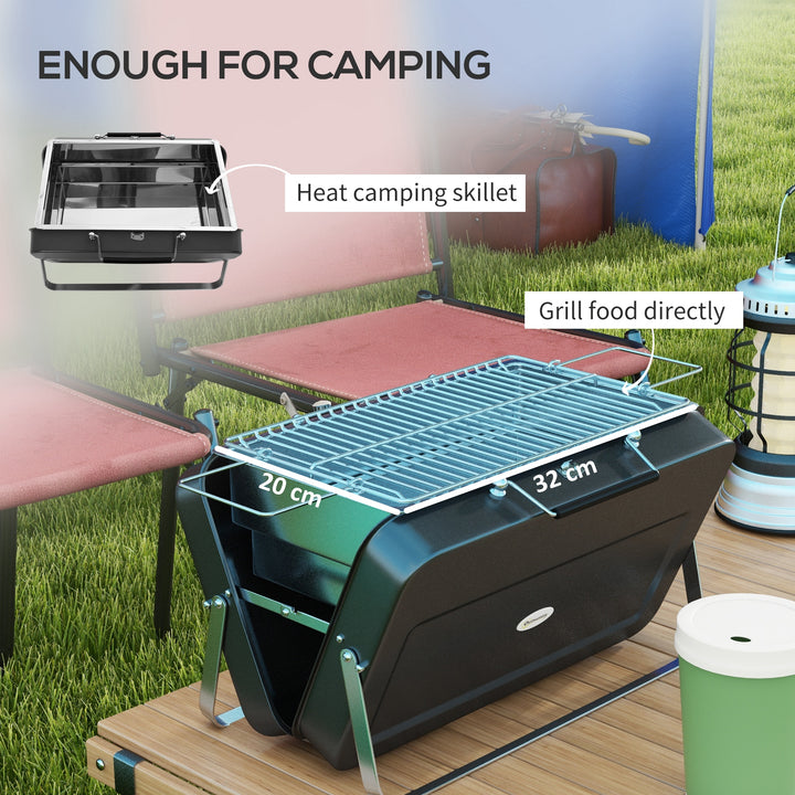 Metal Suitable-Style Portable BBQ Grill - Black