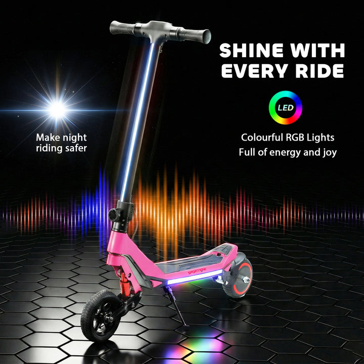 Electric Scooter for Kids, Foldable E Scooter for Age Age 6+ with LED 