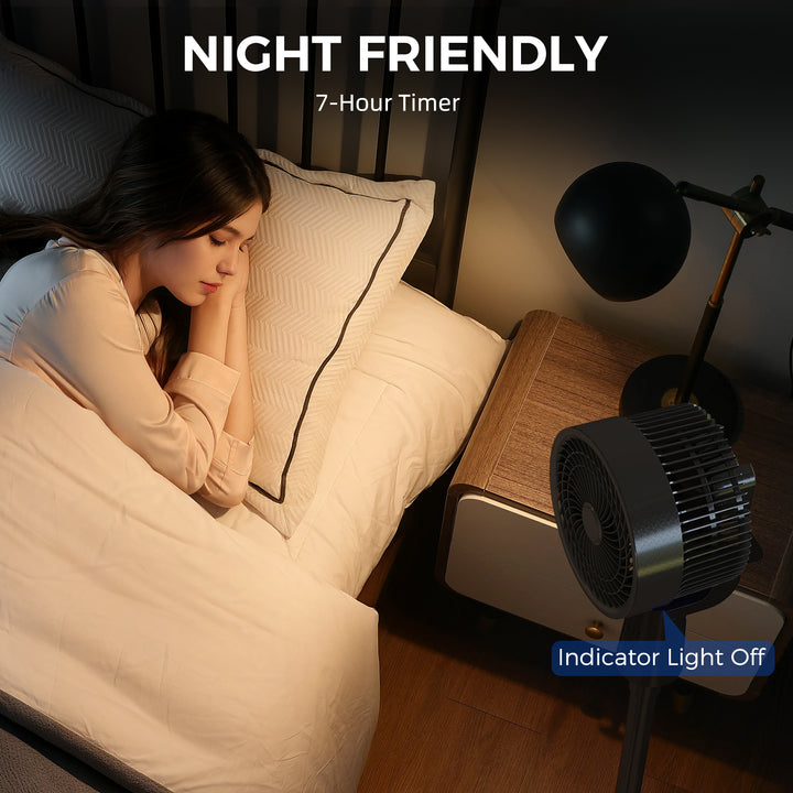 Pedestal Air Circulation Fan with Oscillating, Light Off, Black