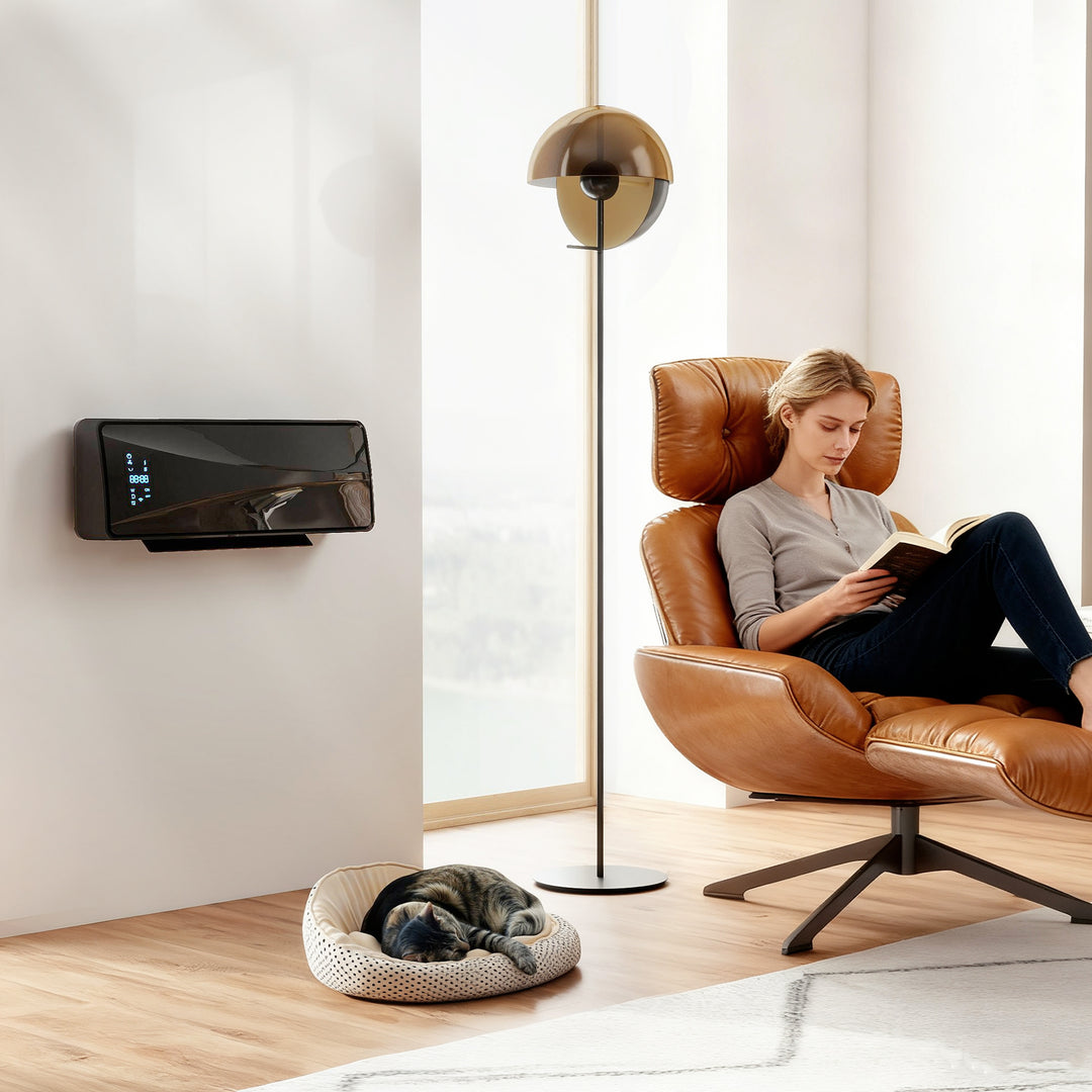 2000W Ceramic Electric Heater with Fan, Adjustable Thermostat, Wall Mo