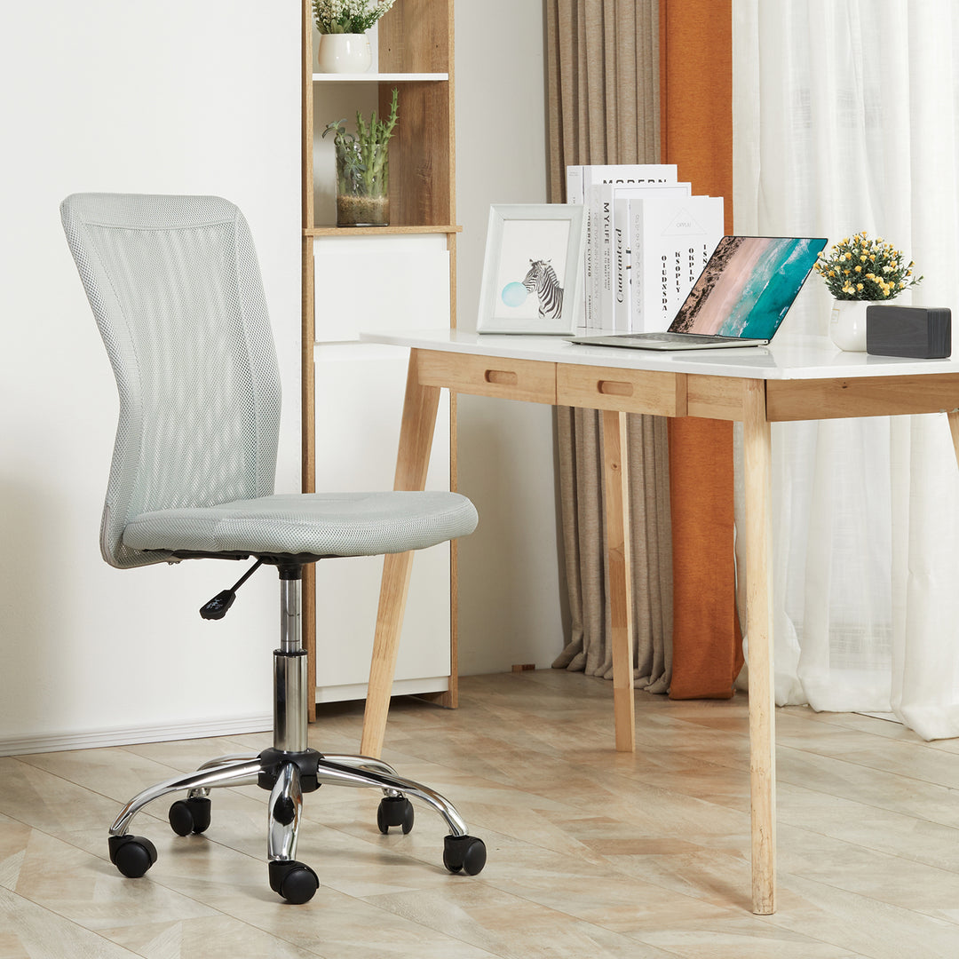 Office Chair, Armless Desk Chair, Adjustable Computer Swivel Chair with Rolling Wheels and Mesh Back for Home Work Study, Grey