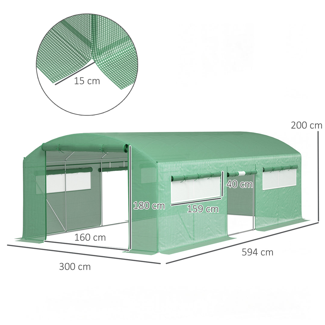 19 x 9.8ft Walk-In Polytunnel Greenhouse - Green