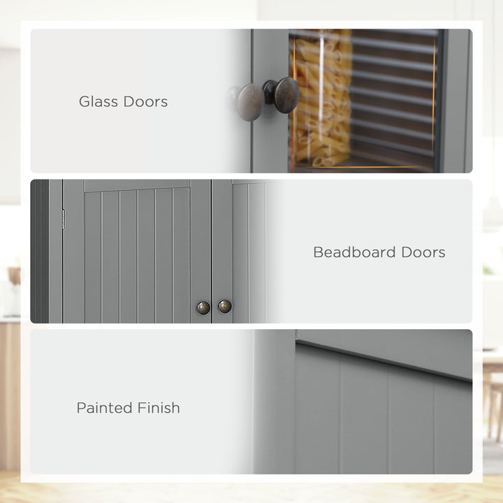 MCL 180cm Tall Kitchen Pantry Cupboard, Freestanding Storage Cabinet with 5 Tier, Adjustable Shelves,  Drawer, Grey