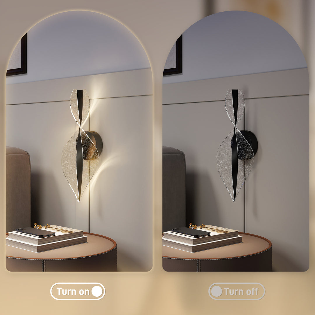 Led Wall Lamp 2 Pack, 13W Modern Indoor Spiral Wall Light, Colour Temperature Adjustable 3000K/4000K/6500K, for Bedroom, Living Room, Hallway, Stairs, Black