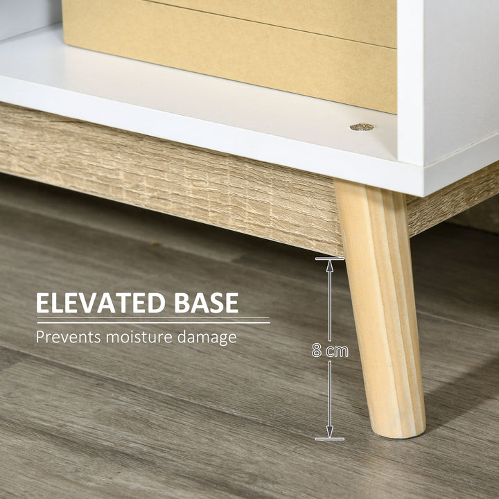 MCL Storage Cabinet, Bookcase, Display Shelf with 6 Storage Cubes & Doors for Dining Room, Living Room, Natural