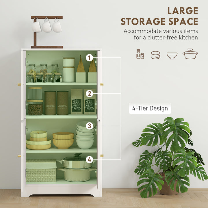 4-Door Kitchen Storage Cabinet with Adjustable Shelves - White