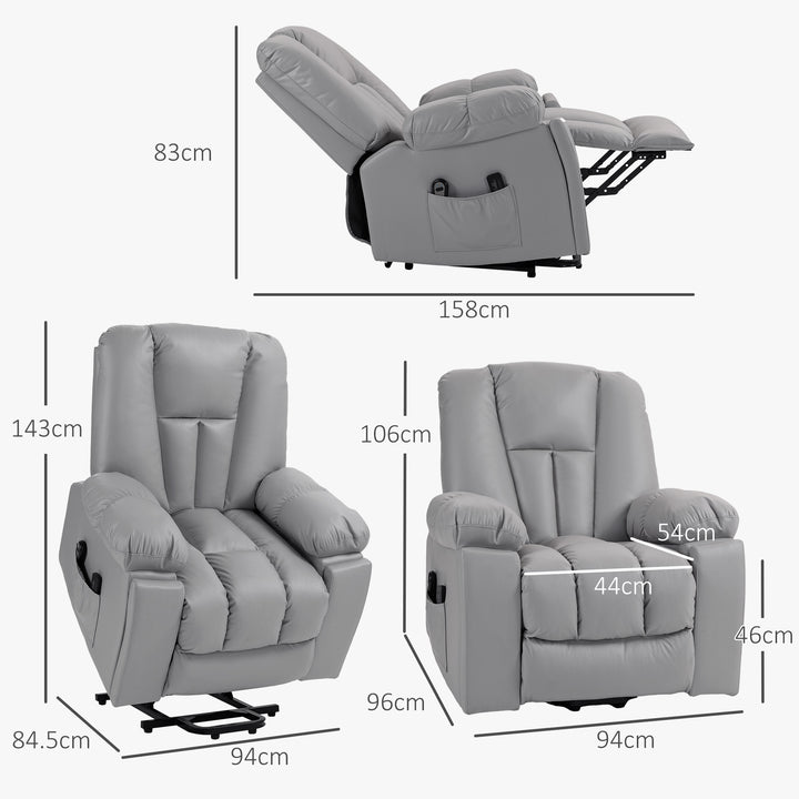 Leathaire Eight Massage Point Armchair, with Reclining Back - Charcoal Grey