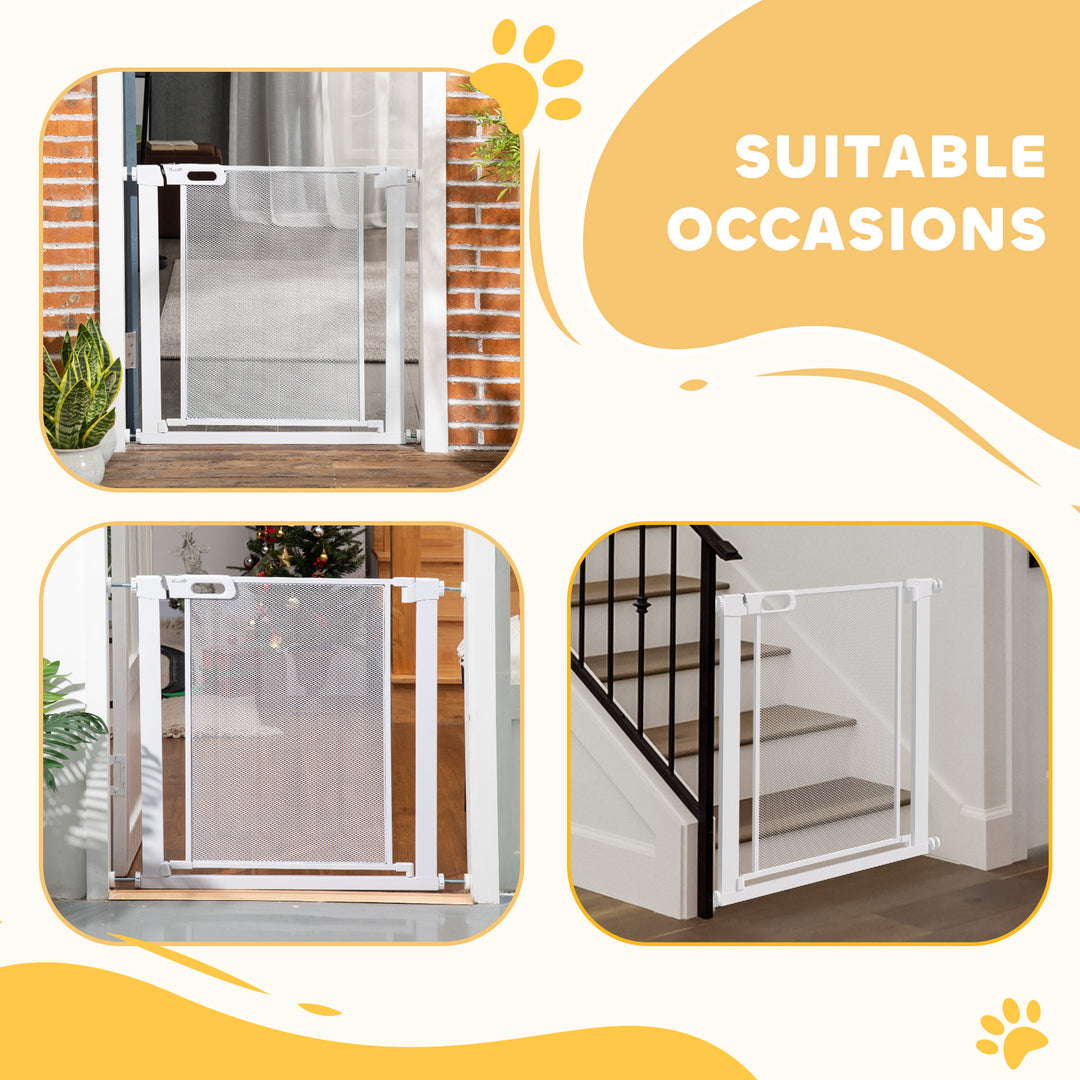 Pet Safety Gate, for Doorways, Staircases, Hallways, with 75-82cm Adjustable Width - White
