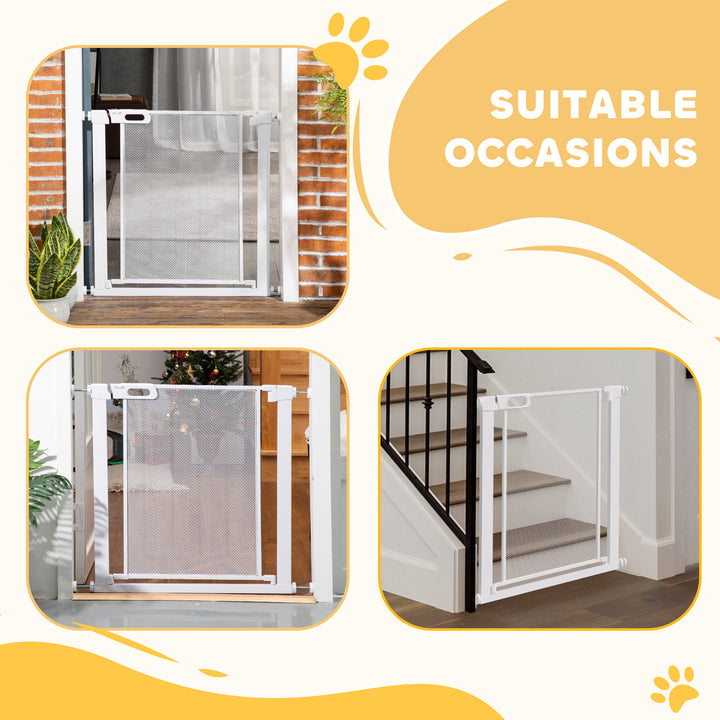 Pet Safety Gate, for Doorways, Staircases, Hallways, with 75-82cm Adjustable Width - White