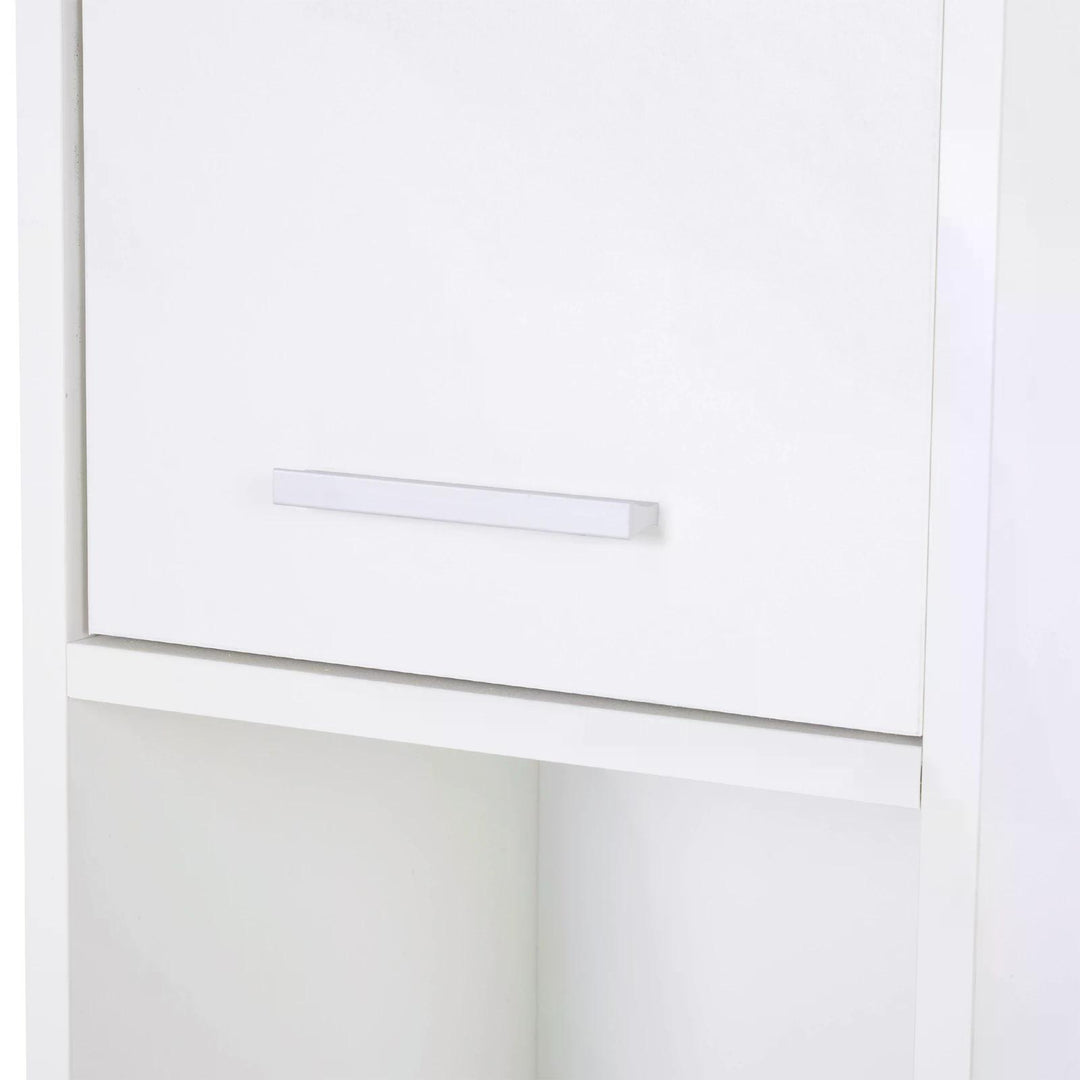 HOMCOM Slim Bathroom Tall Cabinet, High Floor Cabinet Unit for Bathroom, Freestanding Storage Cabinet with 2 Doors and Shelves, White | Aosom UK