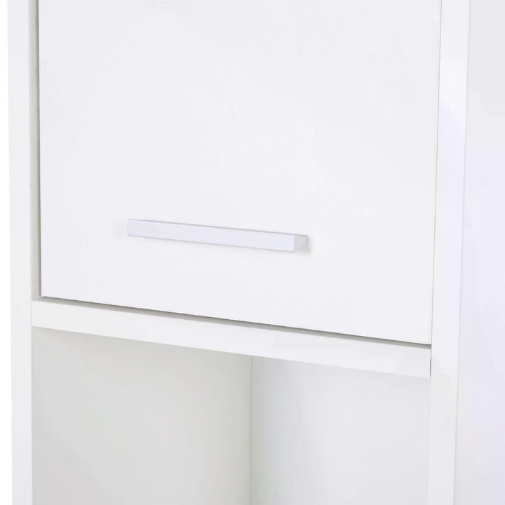 HOMCOM Slim Bathroom Tall Cabinet, High Floor Cabinet Unit for Bathroom, Freestanding Storage Cabinet with 2 Doors and Shelves, White | Aosom UK