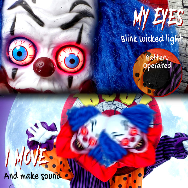 167 cm Life Size Animated Clown Halloween Decoration, Scary Halloween 