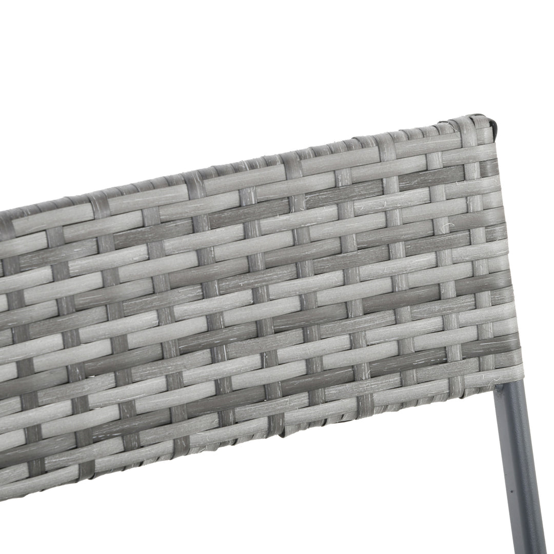 MCL 2-Seater Chair Bistro Set Garden Patio Table & Chair Black Rattan Furniture Grey