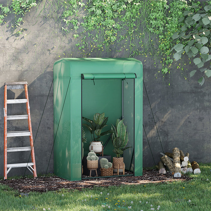 Outsunny Greenhouse Sanctuary: Zipper-Entry Plant Shelter for Verdant Nurturing, 100L x 50W x 150H cm, Emerald Green | Aosom UK