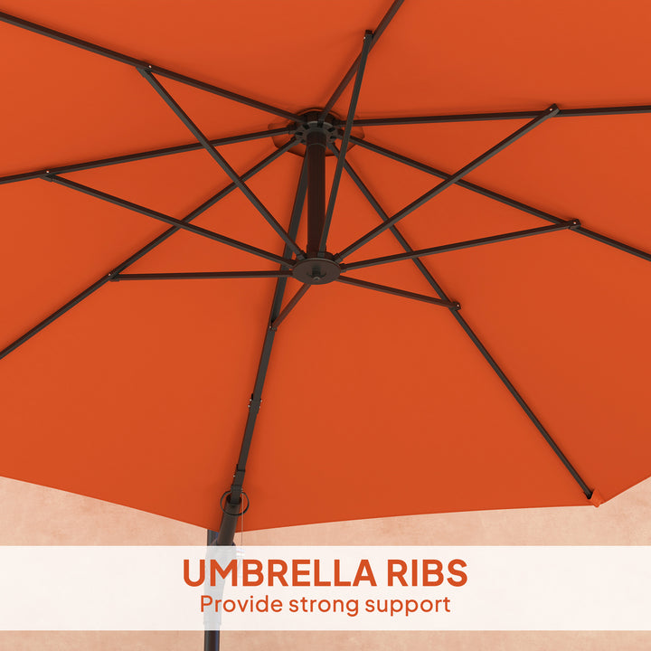 3(m) Wall-Mounted Parasol Shade, with Handle - Orange