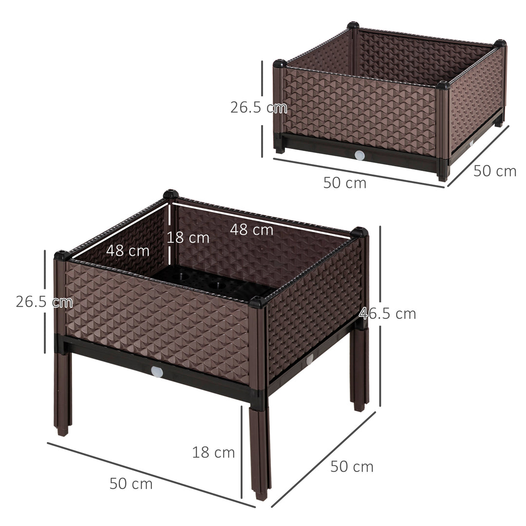50cm x 50cm x 46.5cm Set of 4 41L Garden Raised Bed Kit, PP DIY Elevated Planter Box, Flower Vegetables Planting Container with Self-Watering Design and Drainage Holes