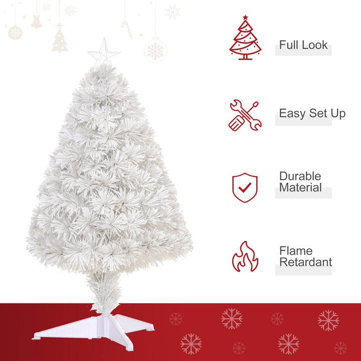 MCL 2.5FT Prelit Artificial Tabletop Christmas Tree with Fibre Optics Holiday Home Xmas Decoration for Table and Desk, White