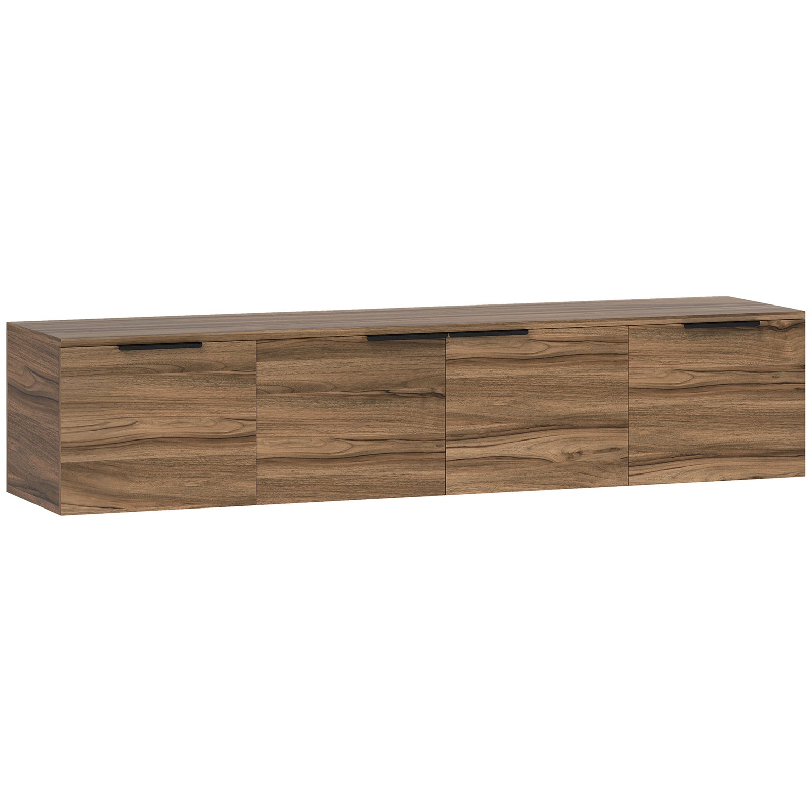 Floating TV Unit, 150 cm Wall Mounted TV Stand Cabinet with Shelves and Doors, Entertainment Media Console for Living Room, Bedroom, Rustic Brown