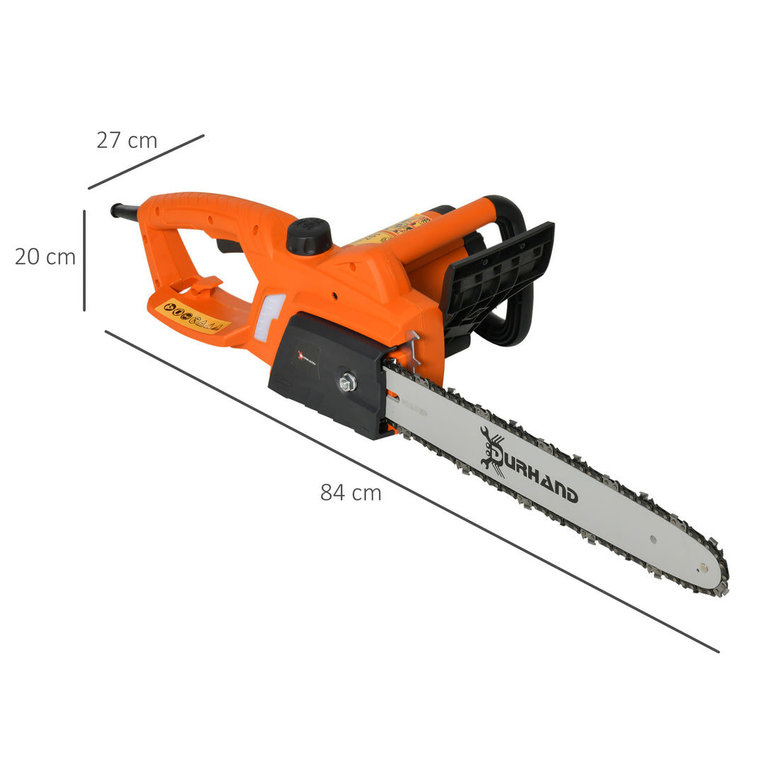 DURHAND Aluminum Electric Chainsaw Garden Tools Double Brake Cover Case Blade Corded,2000 W, 40 cm-Orange | Aosom UK