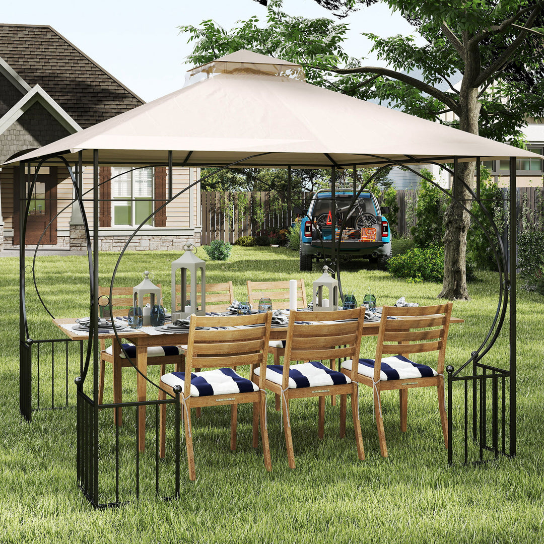 3x3(m) Replacement Gazebo Canopy, Double Tier Roof Top for Garden, Patio, Outdoor, Beige (TOP ONLY)
